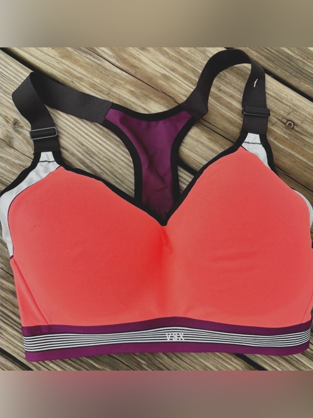 VS SPORT Coral and Purple Bra